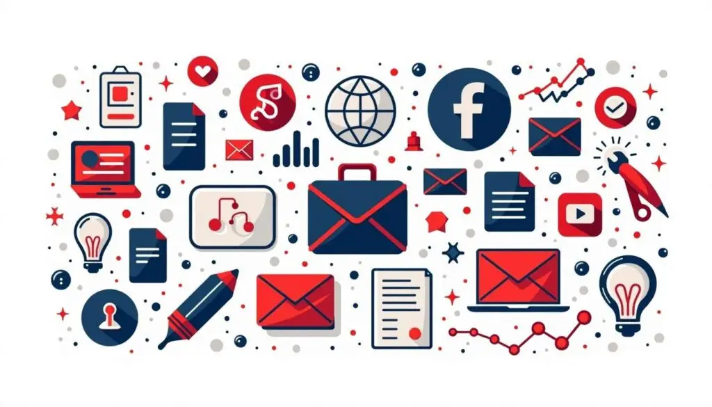 An array of colorful marketing package icons