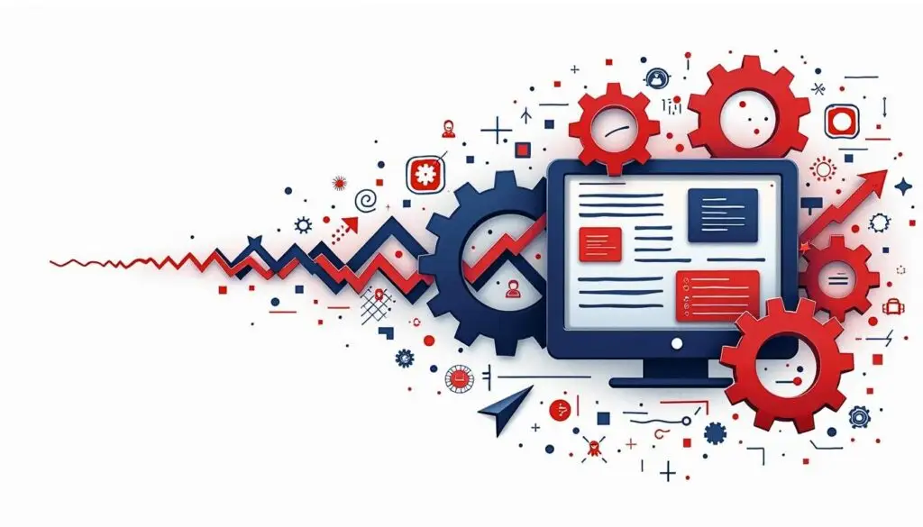 An abstract representation of a website undergoing transformation