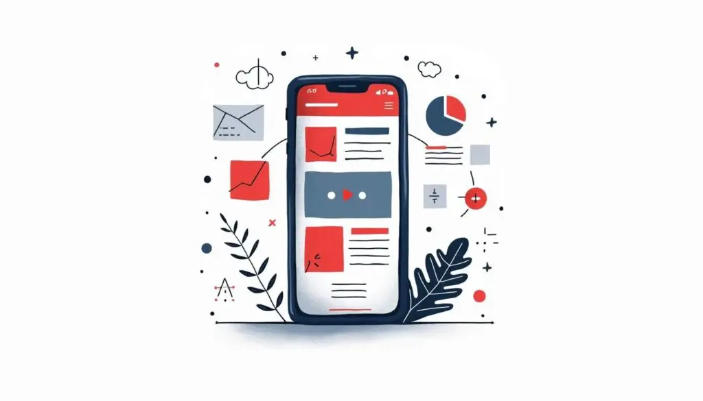 An abstract smartphone displaying a visually appealing mobile website layout