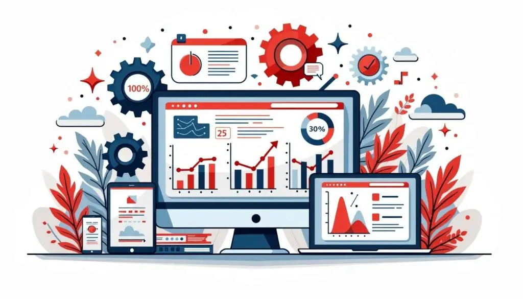 An intricate dashboard displaying various website metrics