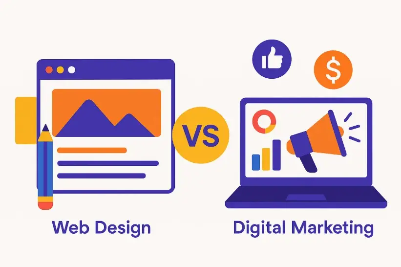 Illustration: Web design vs digital marketing