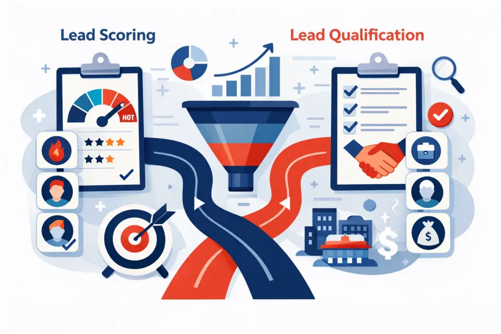Illustration: Lead scoring vs lead qualification