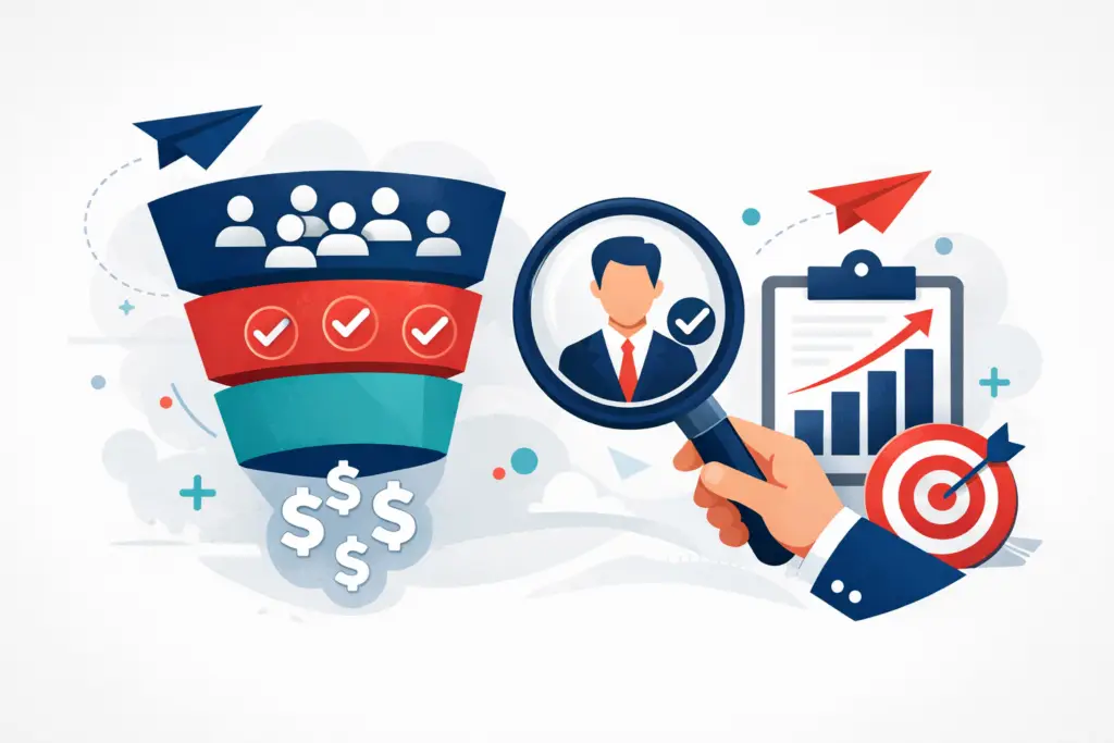 Abstract illustration representing sales qualified lead criteria and B2B lead qualification process