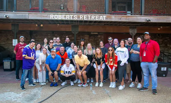 The Abstrakt team gathered outside Roberts Retreat