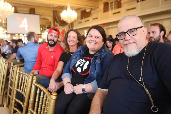Team members at a company celebration