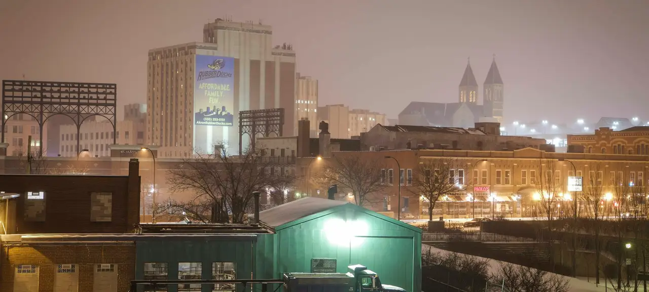 Downtown Akron, Ohio, at night