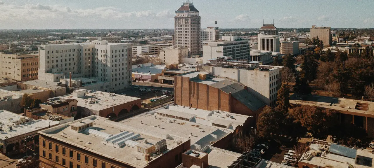 Aerial view of downtown Fresno, California