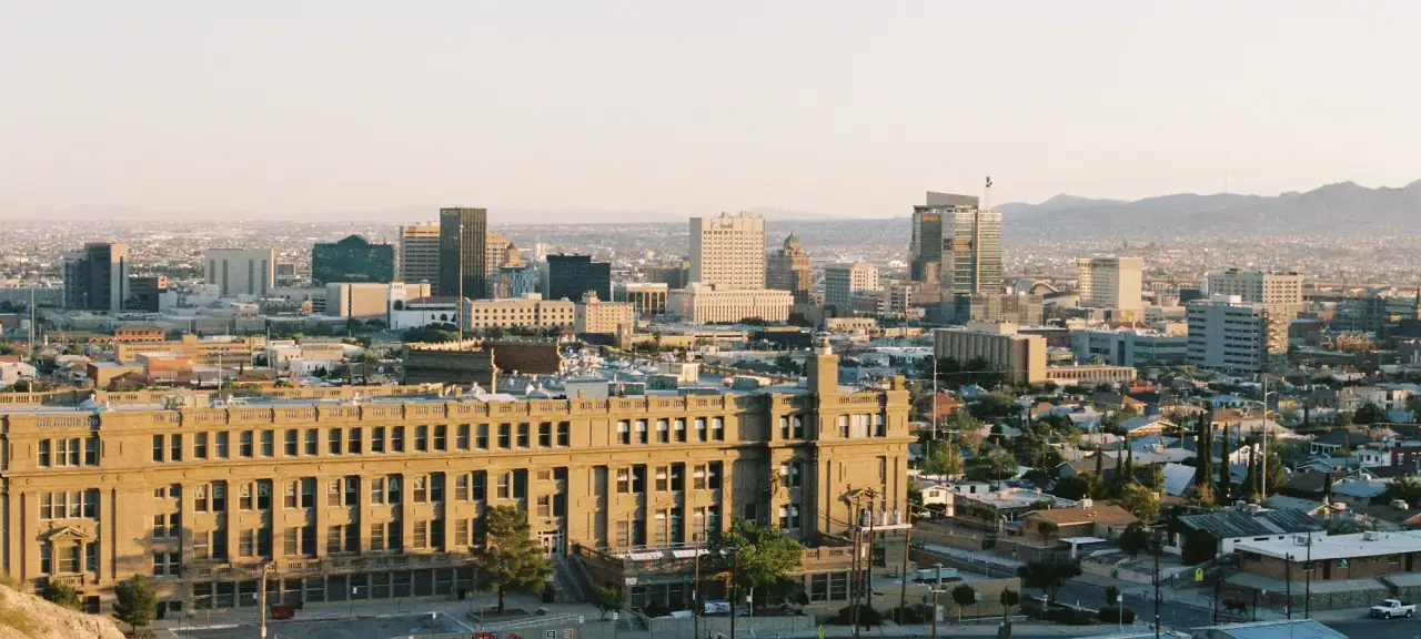 Downtown El Paso with the mountains beyond