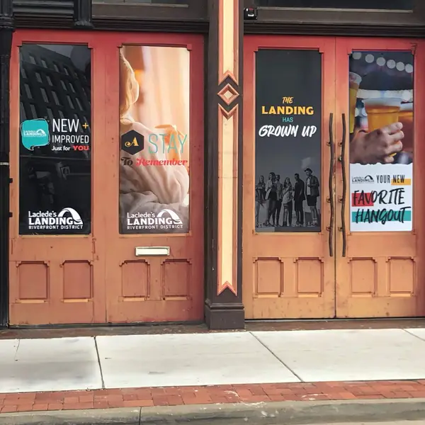 Storefront signage for Laclede's Landing