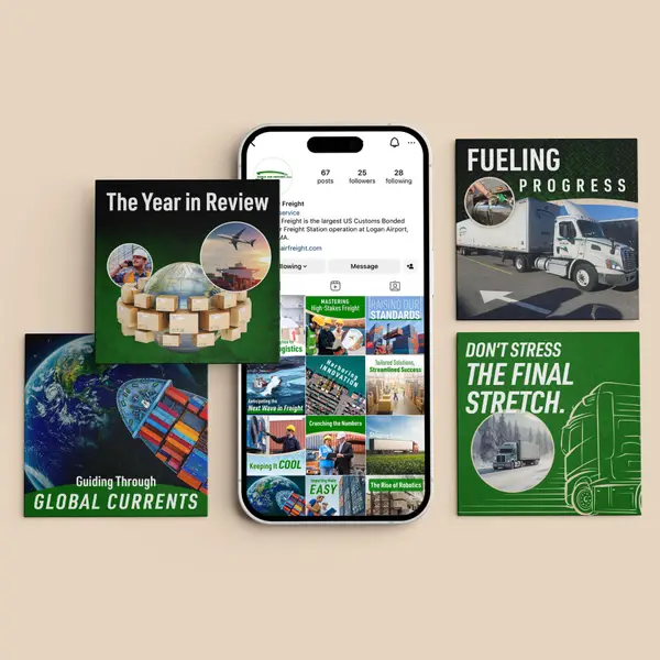 Social media posts designed for Eagle Air Freight