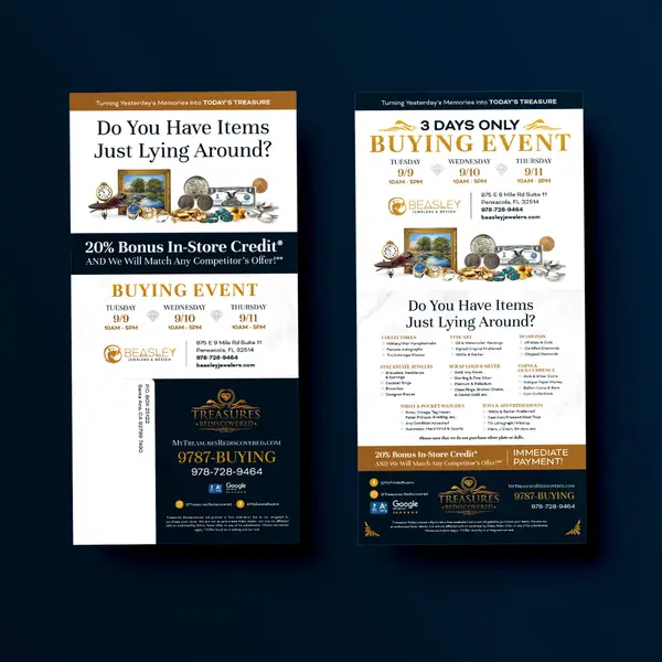 Direct mail piece designed for Treasures Rediscovered