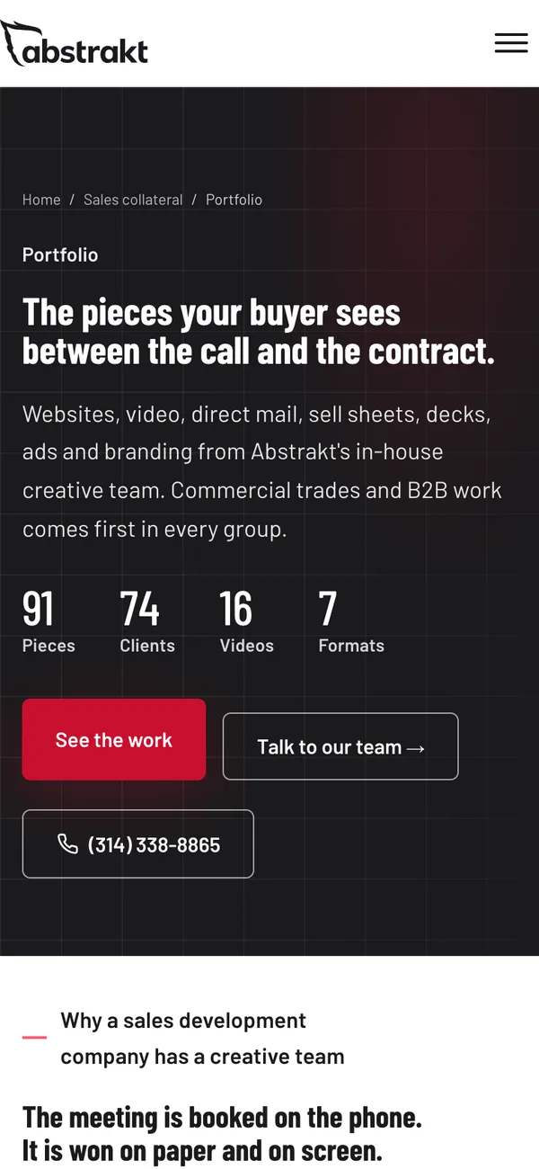 The same page on a phone, laid out for the small screen